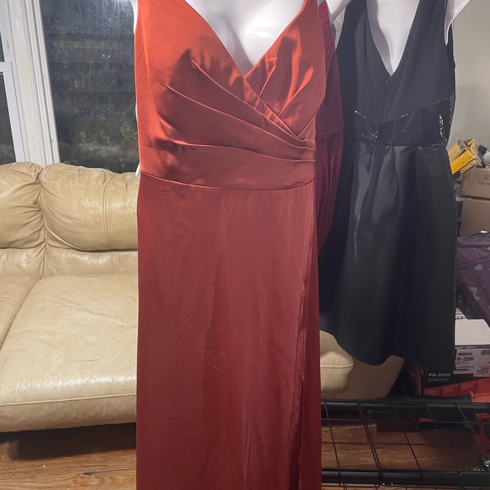 Azazie Strapless Rust Dress